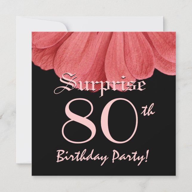 SURPRISE 80th Birthday Peach Flower Z306 Invitation (Front)