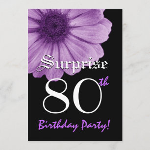 SURPRISE 80th Birthday Template Purple Daisy