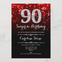 Surprise 90th Birthday - Black Red Silver