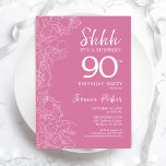 Surprise 90th Birthday - Floral Pink Invitation<br><div class="desc">Floral Pink Surprise 90th Birthday Invitation. Minimalist modern feminine design features botanical accents and typography script font. Simple floral invite card perfect for a stylish female surprise bday celebration.</div>