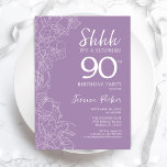Surprise 90th Birthday - Floral Purple Invitation<br><div class="desc">Floral Purple Surprise 90th Birthday Invitation. Minimalist modern feminine design features botanical accents and typography script font. Simple floral invite card perfect for a stylish female surprise bday celebration.</div>