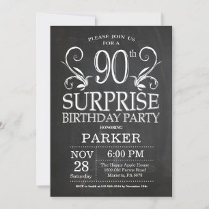 Surprise 90th Birthday Invitation Chalkboard