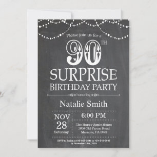 Surprise 90th Birthday Invitation Chalkboard