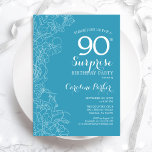 Surprise 90th Birthday Party - Light Blue Floral Invitation<br><div class="desc">Light Blue Floral Surprise 90th birthday party invitation. Minimalist modern design featuring botanical accents and typography script font. Simple feminine invite card perfect for a stylish female surprise bday celebration. Can be customised to any age.</div>