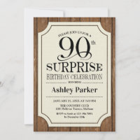 Surprise 90th Birthday Party Wood Pattern