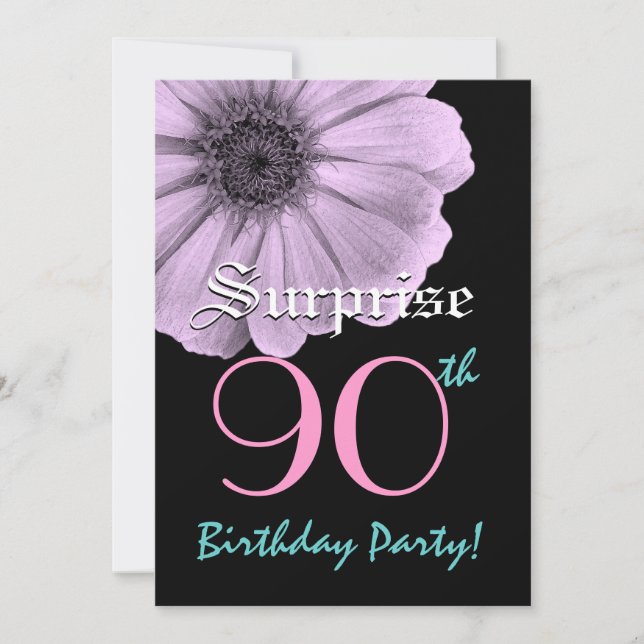 SURPRISE 90th Birthday Template Purple Daisy (Front)