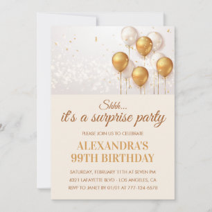 Surprise 99th birthday invitations Gold modern