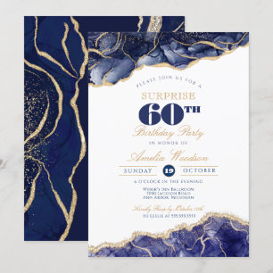 Surprise Adult 60th Birthday Party Elegant Agate Invitation