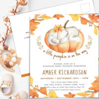 Surprise Baby Shower Elephant Girl Autumn Pumpkin