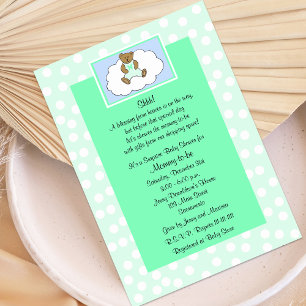 Surprise Baby Shower Invitation - Teddy on Green