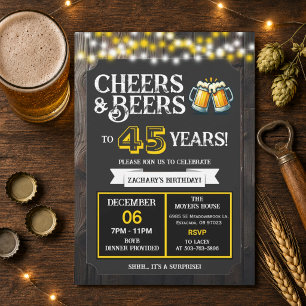 Surprise Backyard Cheers and Beers to 45 Years Invitation