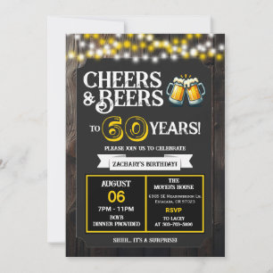 Surprise Backyard Cheers and Beers to 60 Years Invitation