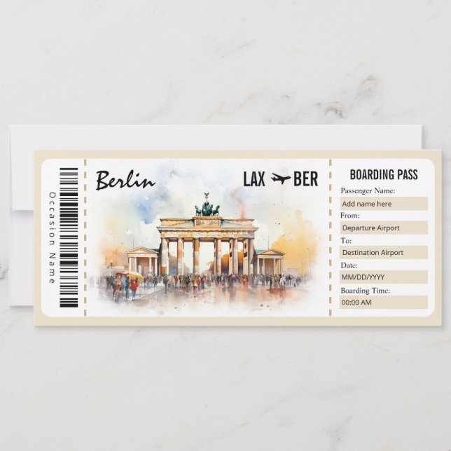 Surprise Berlin Boarding Pass Gift Certificate Inv Invitation (Front)