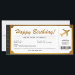 Surprise Birthday Boarding Pass Plane Gold Ticket<br><div class="desc">EDITABLE. Gift your loved ones a travel trip! Perfect for birthdays and anniversaries. Gold Boarding Pass. Personalise your voucher today! For a custom voucher/certificate,  please send me a message.</div>