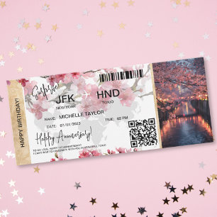Surprise Birthday Boarding Pass Tokio Sakura  Invitation