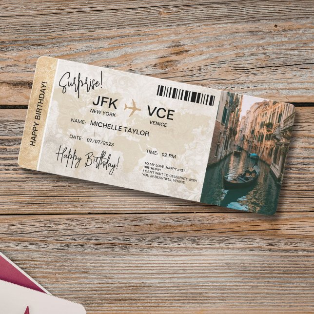 Surprise Birthday Boarding Pass Trip Ticket Invitation (Surprise Birthday Boarding Pass Trip Ticket Invitation)