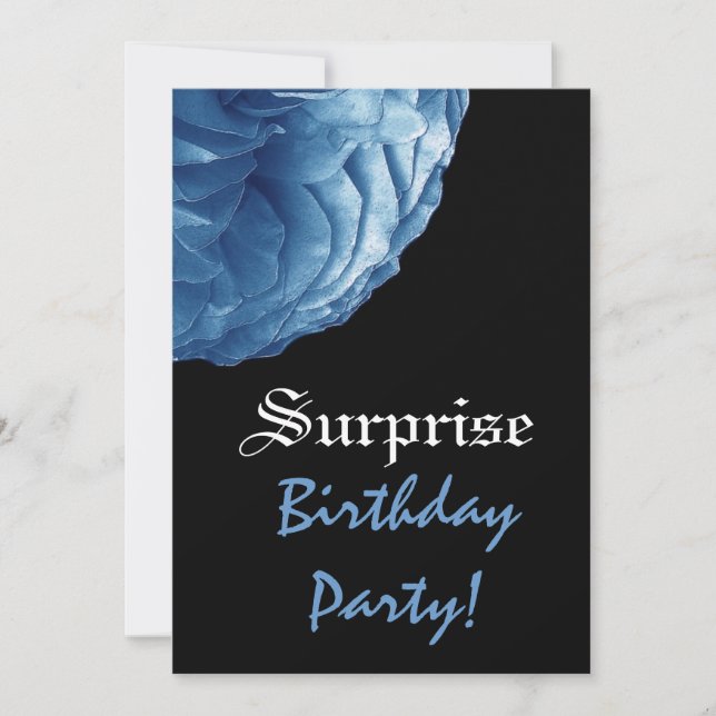 SURPRISE Birthday Bright Blue Rose Custom Name Invitation (Front)