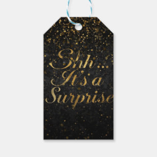 Surprise Birthday Confetti Invitation Elegant Secr Gift Tags
