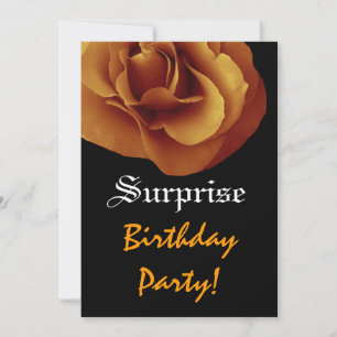 SURPRISE Birthday Gold Rose Custom Name Invitation