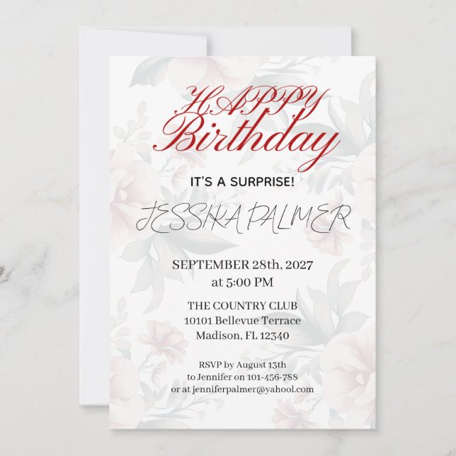 Surprise Birthday Invitation (Front)