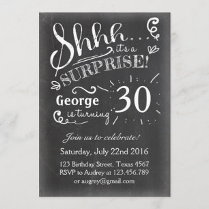Surprise birthday invitation 30 Chalkboard Rustic