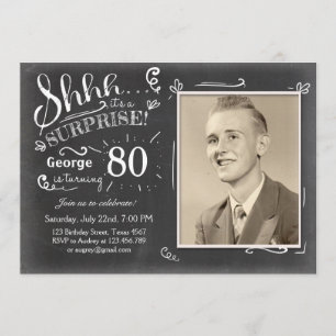 Surprise birthday invitation 80 Chalkboard Rustic