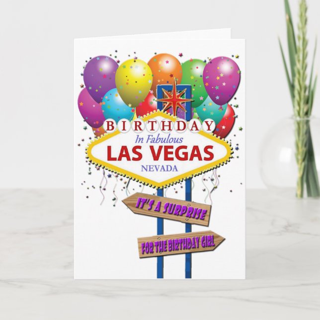Surprise Birthday Las Vegas Card (Front)