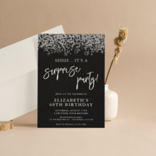 Surprise Birthday Party Any Age Black and Silver Invitation