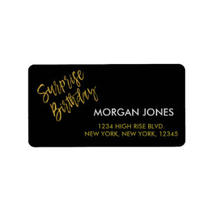 Surprise Birthday Party Birthday Address Label