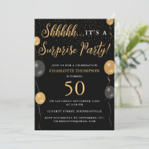 Surprise  Birthday Party Black Gold Balloons
