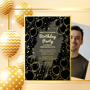 Surprise Birthday Party Black Grey for Him Gold 