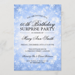 Surprise Birthday Party Blue Winter Wonderland Invitation