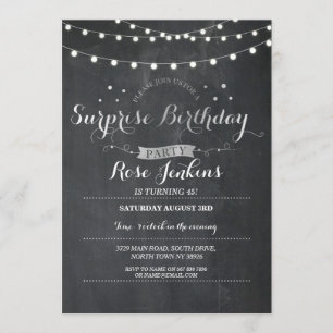 Surprise Birthday Party Chalkboard Any Age Invite