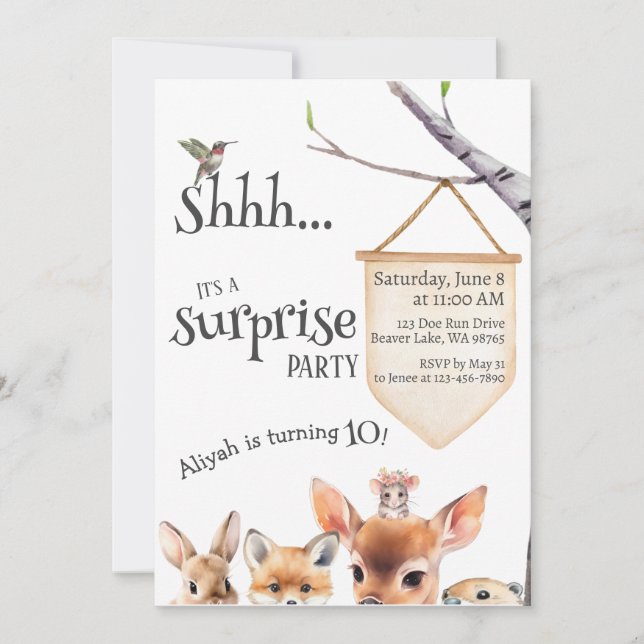 Surprise Birthday Party Cute Animals Invitation (Front)