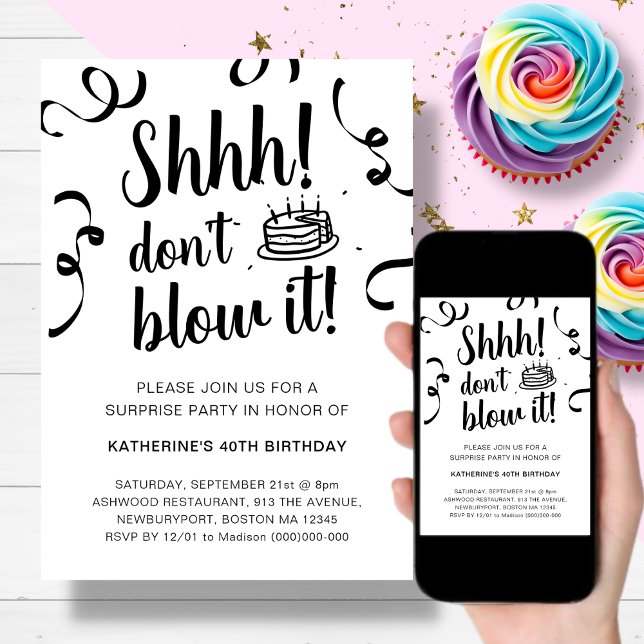 Surprise Birthday Party | Don't Blow It Invitation (Creator Uploaded)