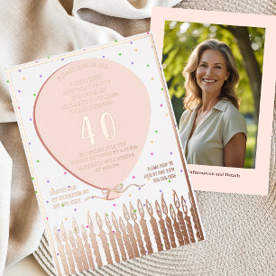 Surprise Birthday Party Foil Invitation 40th Pink
