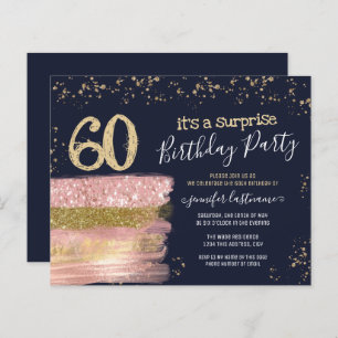 Surprise Birthday Party Glitter Cake Invitation