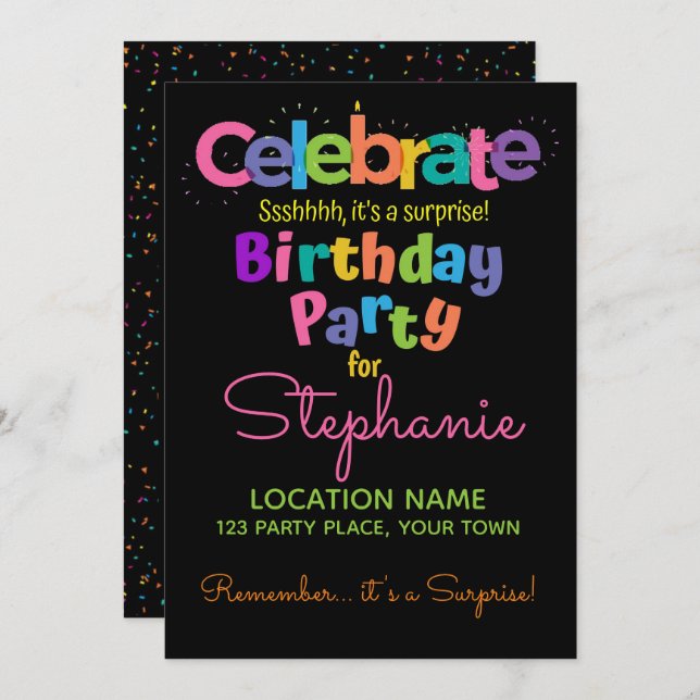 Surprise Birthday Party Invitation (Front/Back)