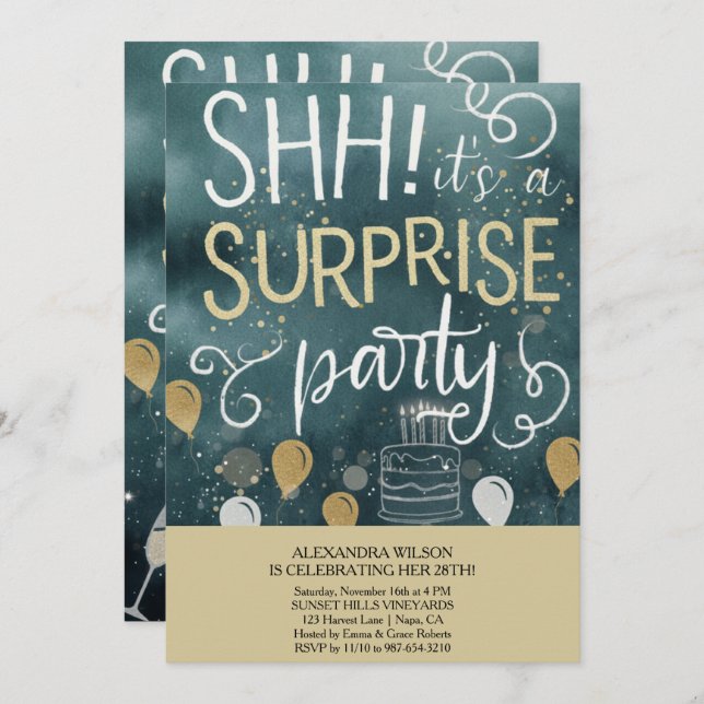 Surprise Birthday Party Invitation (Front/Back)