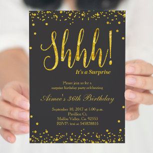Surprise Birthday Party Invitation Black Gold
