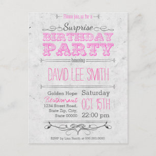 Surprise Birthday Party Invitation Postcard