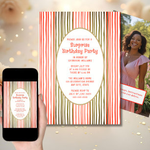 Surprise Birthday Party Invite Any Age Stripes