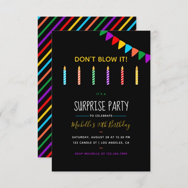 Surprise Birthday Party personalised invitation (Front/Back)
