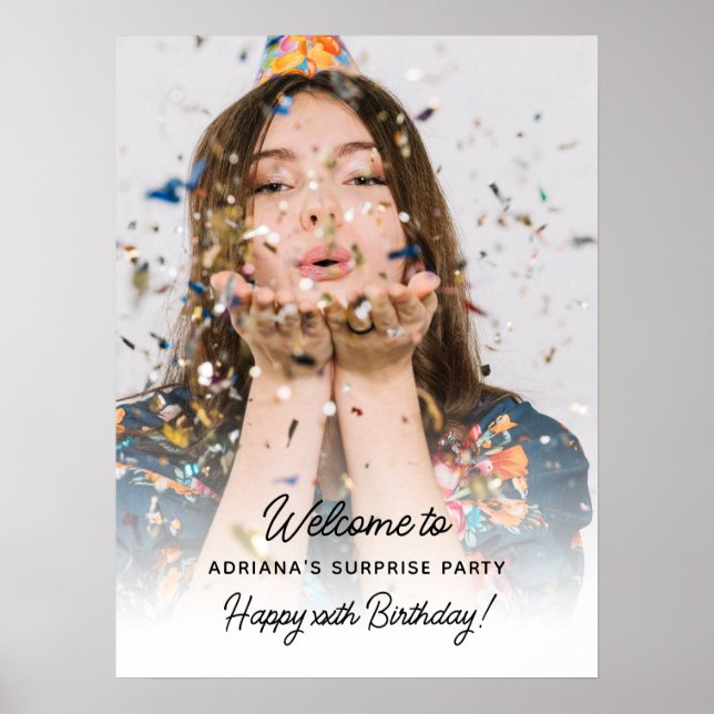 Surprise Birthday Party Photo Fun Welcome  Poster (Front)
