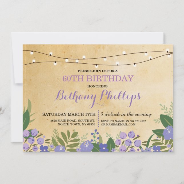 Surprise Birthday Party Rustic Floral Pink Invite (Front)