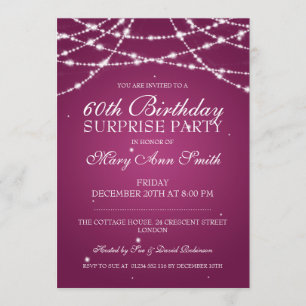 Surprise Birthday Party String of Stars Pink Invitation
