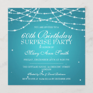 Surprise Birthday Party String of Stars Turquoise Invitation