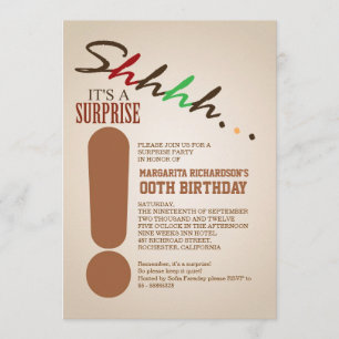 surprise birthday party typographic invitations
