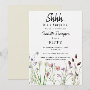 Surprise Birthday Party Watercolor Wildflowers Invitation