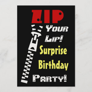 SURPRISE Birthday Party Zip Your Lip Template